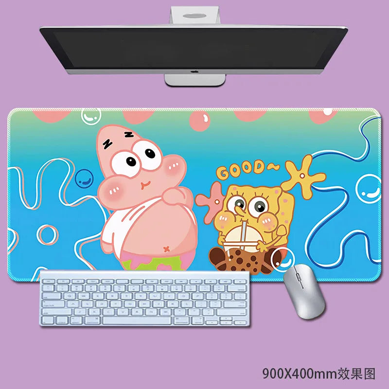 Tapis de souris Bob l'Éponge : vagues rose pastel