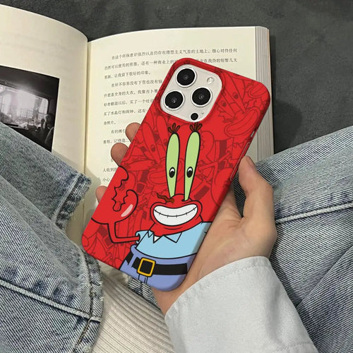 Coque iPhone rouge Bob l'Éponge : Mr. Krabs en cartoon