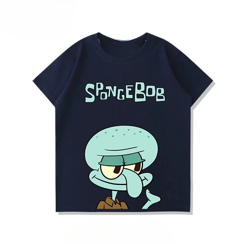 T-shirt bleu marine Bob l'Éponge : visage de Carlo