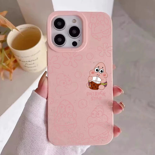 Coque iPhone rose Bob l'Éponge : Patrick et sa boisson