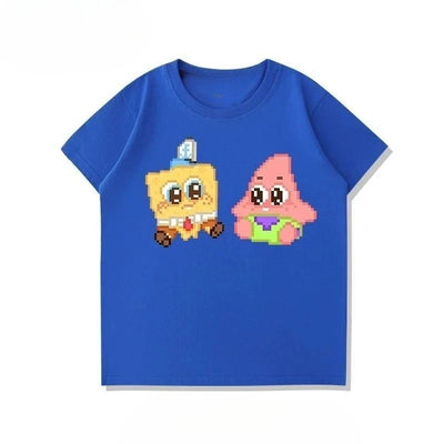 T-shirt bleu roi Bob l'Éponge : duo kawaii