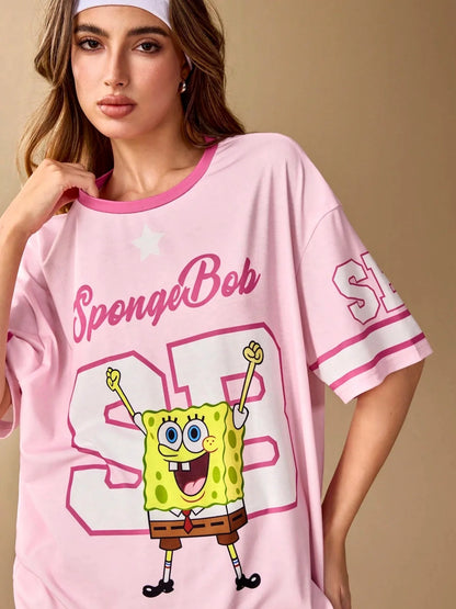 T-Shirt Spongebob Schwammkopf - Oversize Jersey Rosa
