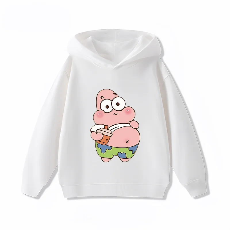 Sweat blanc Patrick : tache de sauce, motif drôle