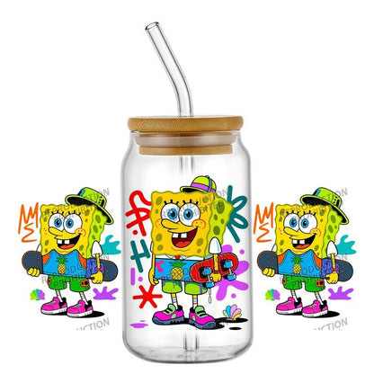 SpongeBob Glas – Dosen-Stil mit Strohhalm