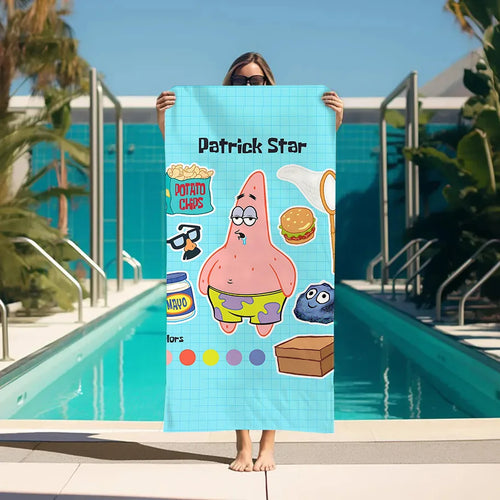Serviette de plage Bob l'Éponge : signature Patrick Star