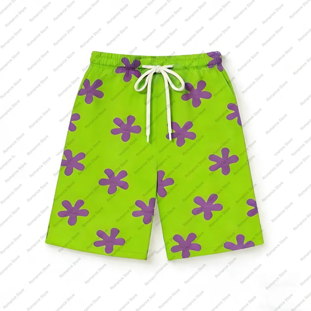 Short de bain Bob l'Éponge : fleurs et Gary