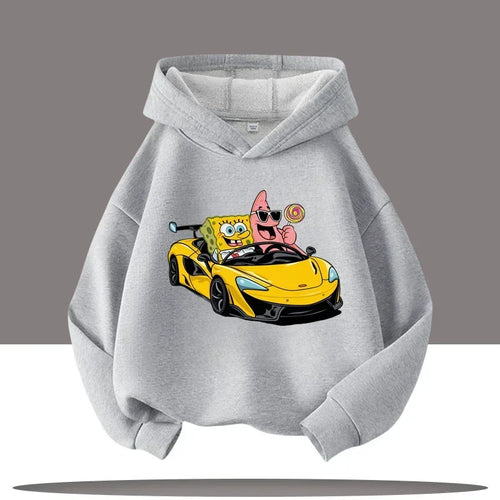 Sweat de sport gris Bob l'Éponge : pilote de course
