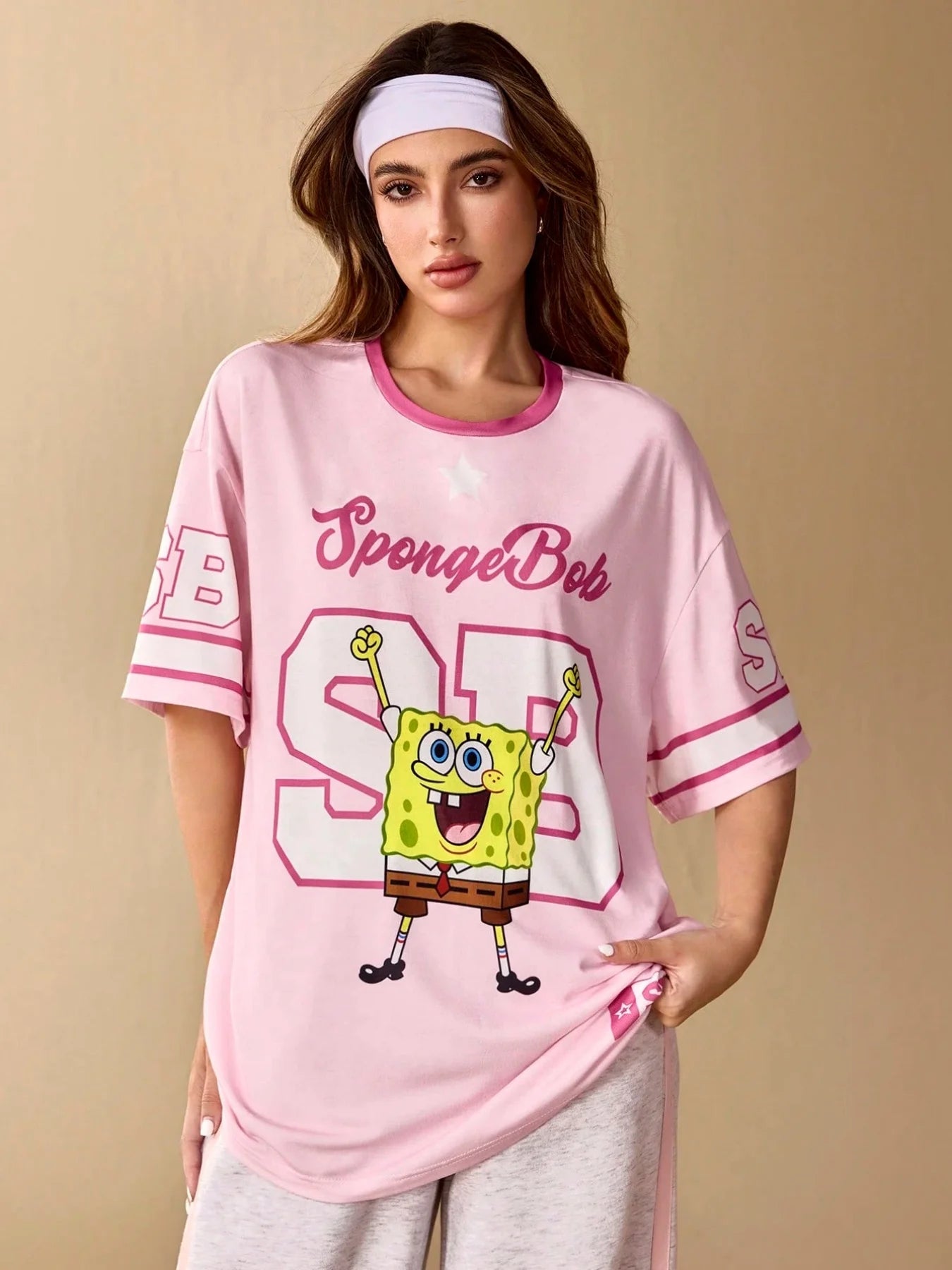 T-Shirt Spongebob Schwammkopf - Oversize Jersey Rosa