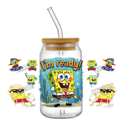SpongeBob Glas – Dosen-Stil mit Strohhalm