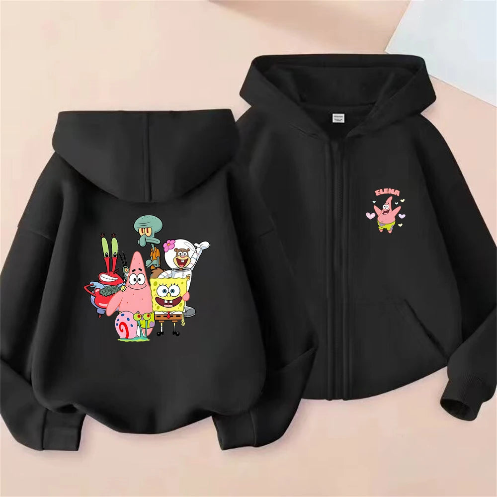 Gilet zippé enfant Bob l'Éponge : noir, style streetwear