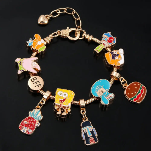 Bracelet gourmette Bob l'Éponge : charms dorés