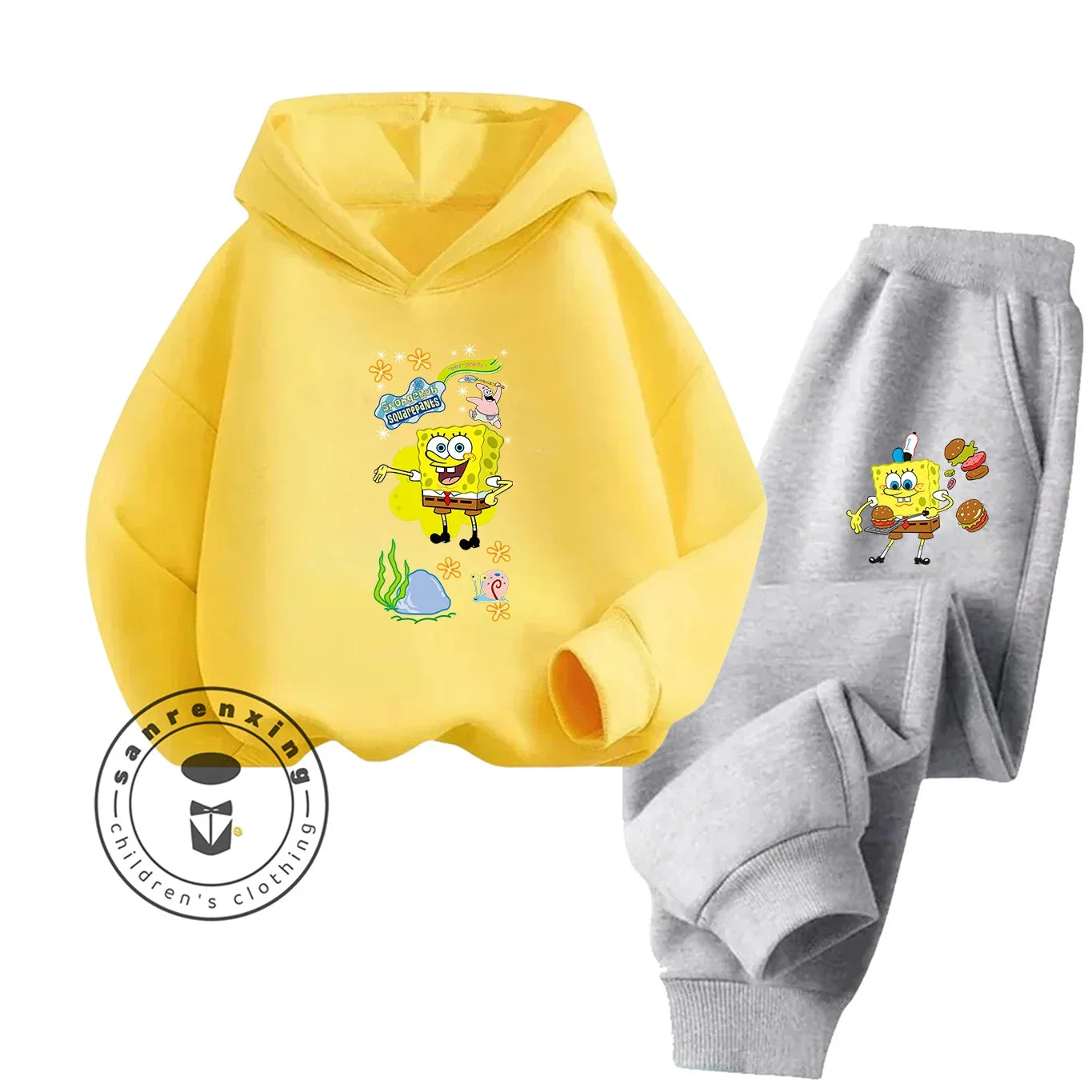 Bob Esponge Kontrast-Set – Weiß & Schwarze Hose