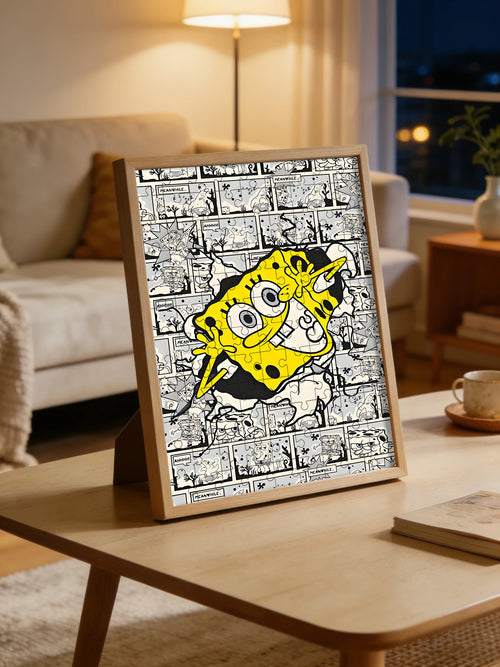 Puzzle Bob l'Éponge : style manga noir et blanc