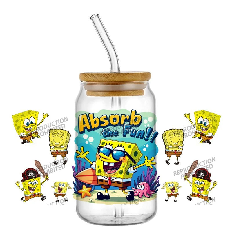 SpongeBob Glas – Dosen-Stil mit Strohhalm