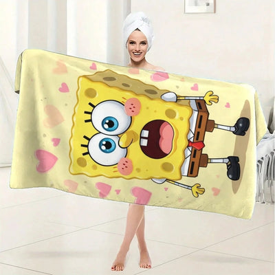 Serviette de bain Bob l'Éponge : visage géant