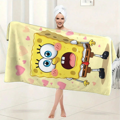 Serviette de bain Bob l'Éponge : visage géant