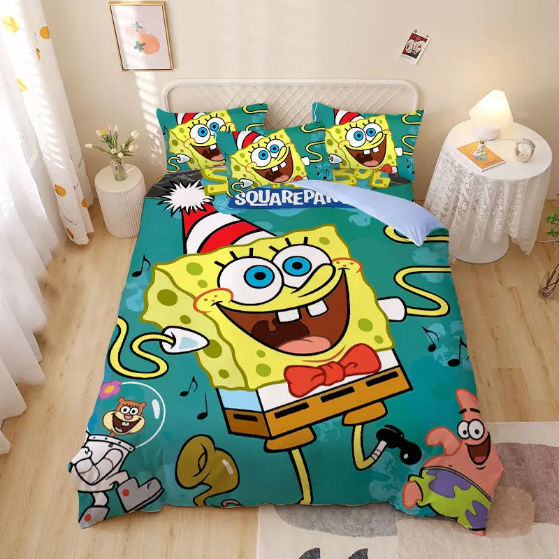 Parure de couette Bob l'Éponge : Noël à Bikini Bottom
