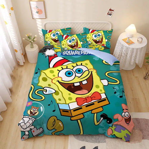 Parure de couette Bob l'Éponge : Noël à Bikini Bottom