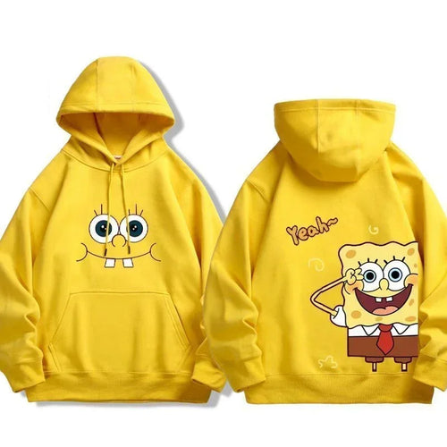 Sweat à capuche jaune Bob l'Éponge : visage souriant