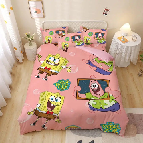 Parure de couette rose Bob l'Éponge : motif Patrick