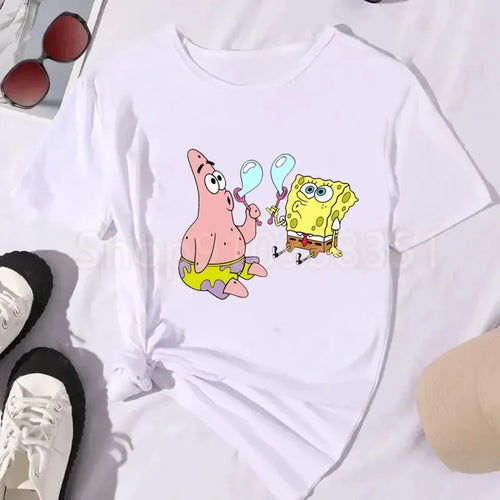 T-Shirt Weiß SpongeBob - Duorennen (Fröhlich)