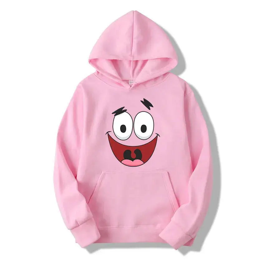 Sweat à capuche rose Patrick : le sourire niais