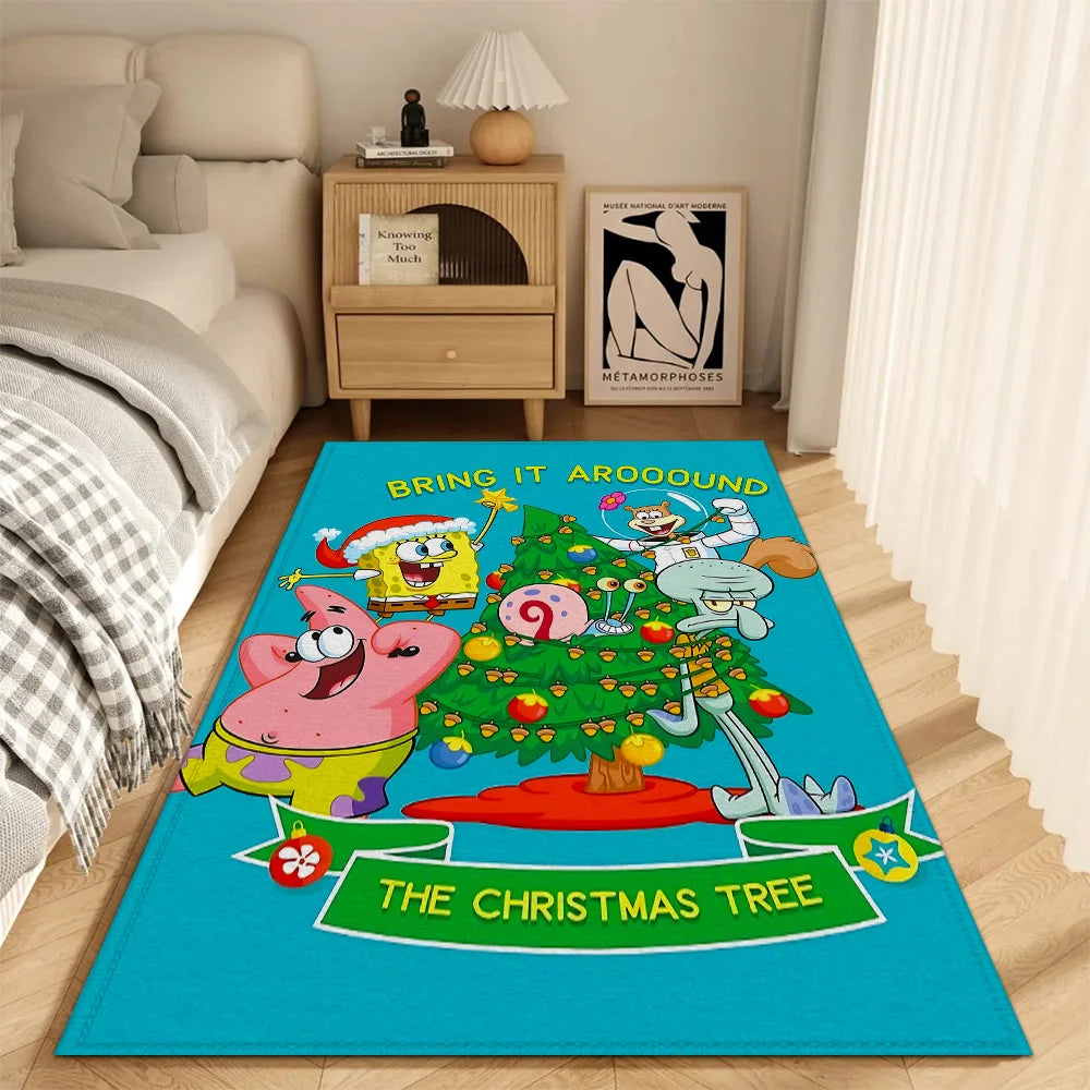 Tapis de salon Bob l'Éponge : sapin de Noël à Bikini Bottom