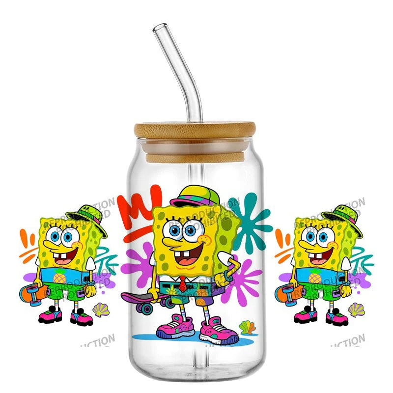 SpongeBob Glas – Dosen-Stil mit Strohhalm