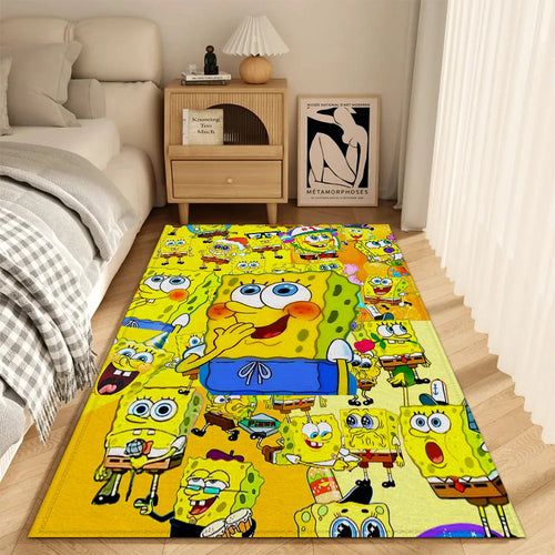 Tapis de salon Bob l'Éponge : pêle-mêle d'expressions jaunes