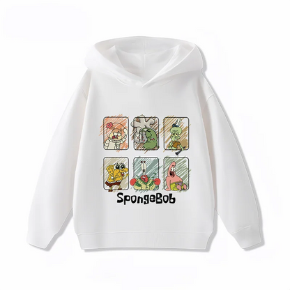 Sweat blanc Bob l'Éponge : les grimaces de Bob en carré