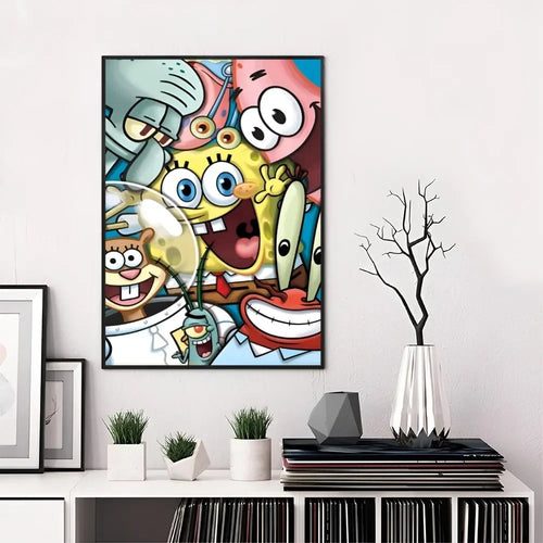 Poster Bob l'Éponge : selfie de groupe à Bikini Bottom