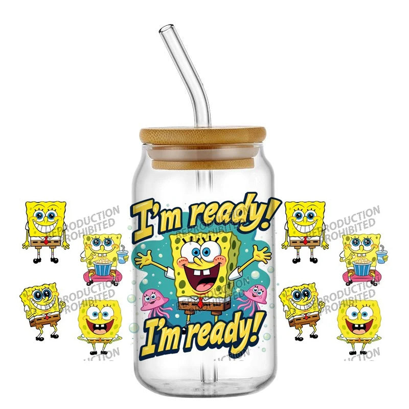 SpongeBob Glas – Dosen-Stil mit Strohhalm