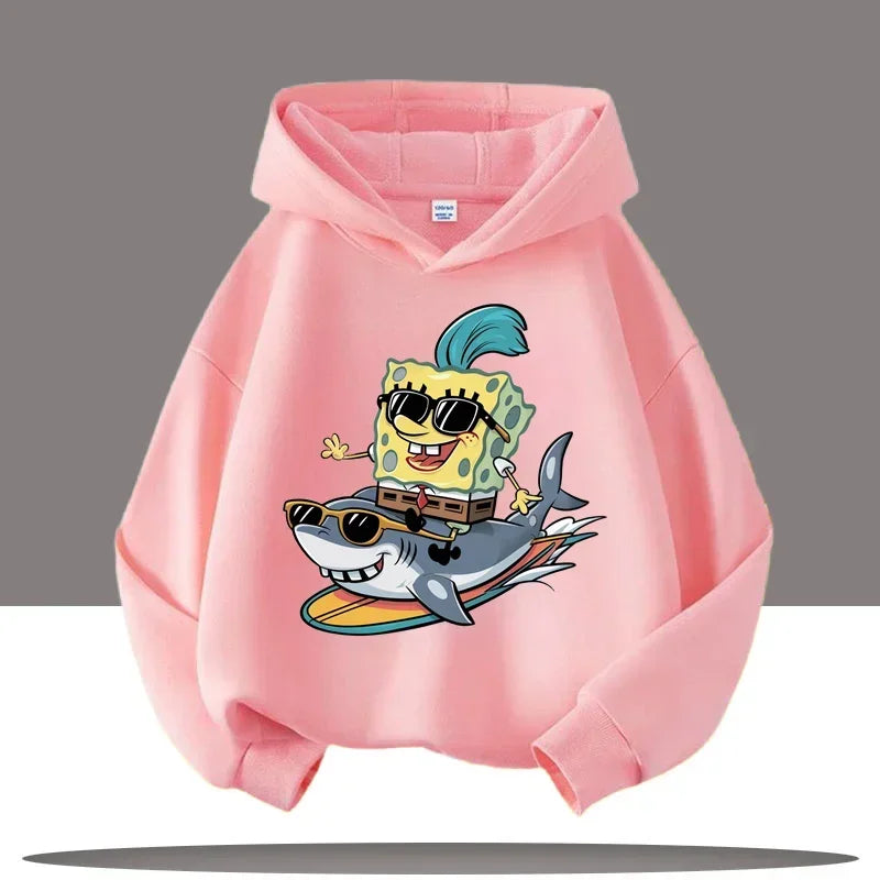 Hoodie rose Bob l'Éponge : requin fun