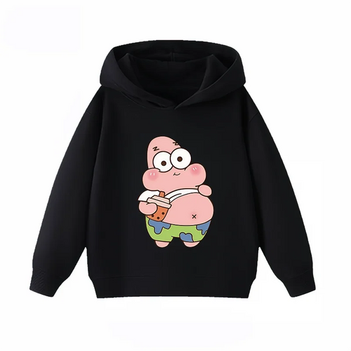 Sweat à capuche noir Patrick : le glouton au burger